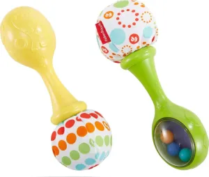 Fisher-Price Newborn Toys Rattle ‘n Rock Maracas, 2 Soft Musical Instruments for Developmental Play Babies Ages 3  Months, Green & Yellow