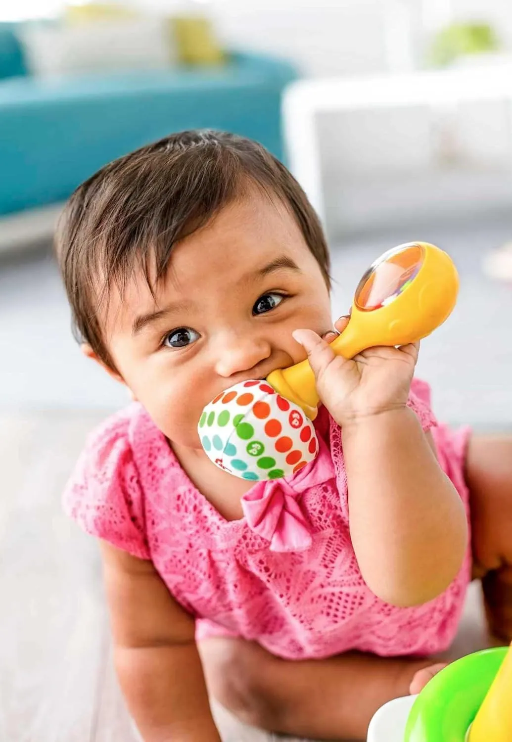 Fisher-Price Newborn Toys Rattle ‘n Rock Maracas, 2 Soft Musical Instruments for Developmental Play Babies Ages 3  Months, Green & Yellow