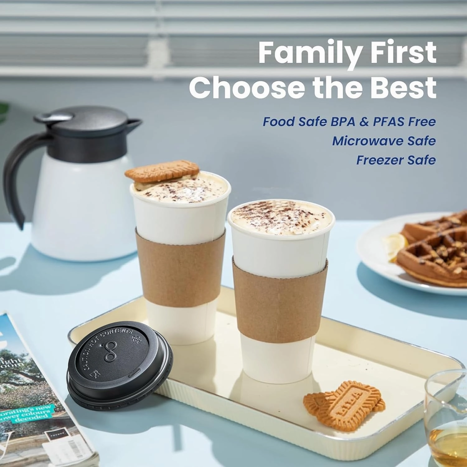 Fit Meal Prep 100 Pack 12 oz Disposable Coffee Cups with Lids, Sleeves, Leak-Proof To Go Coffee Cups with Lids, Durable Paper Cups for Hot Beverage, Home, Office, Party