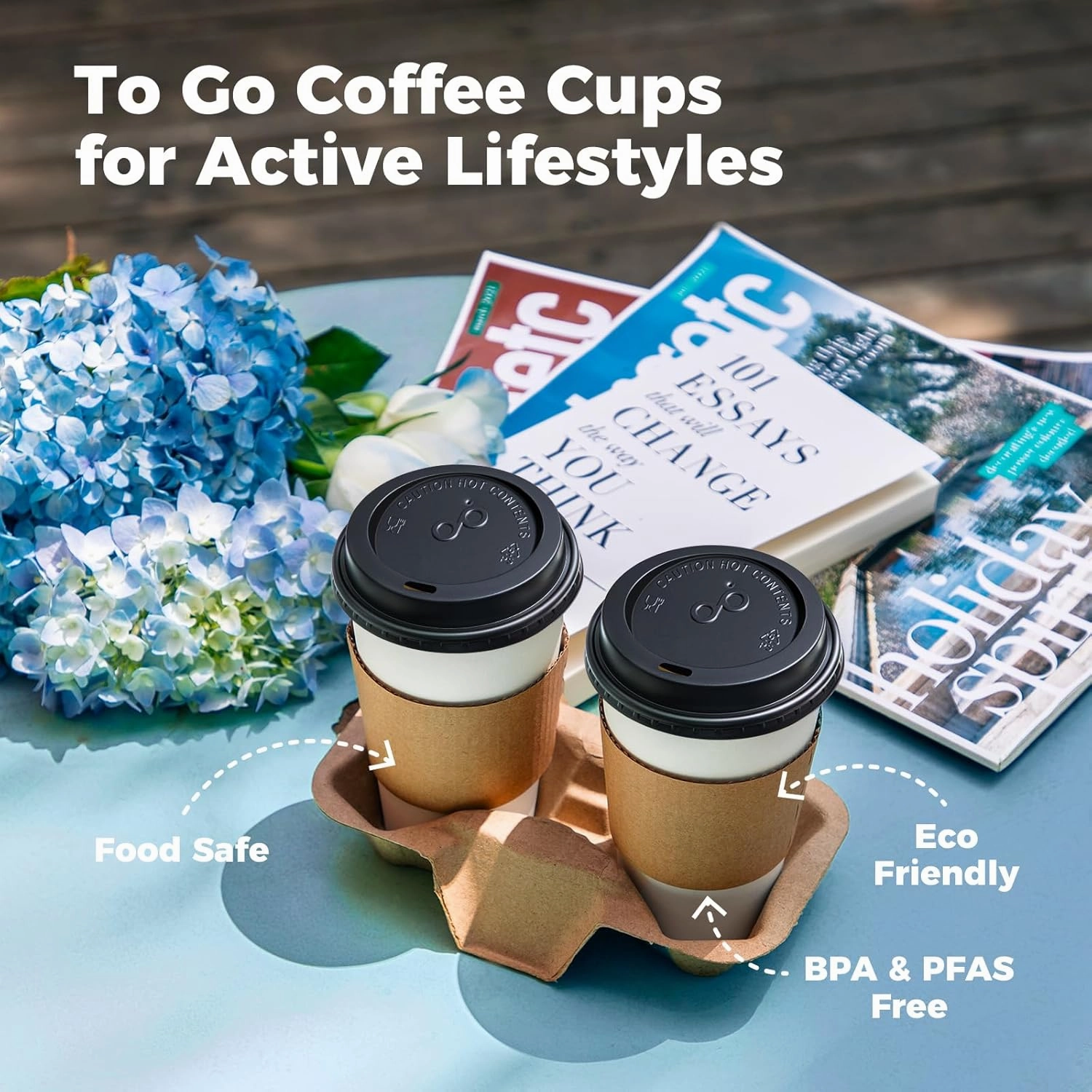 Fit Meal Prep 100 Pack 12 oz Disposable Coffee Cups with Lids, Sleeves, Leak-Proof To Go Coffee Cups with Lids, Durable Paper Cups for Hot Beverage, Home, Office, Party