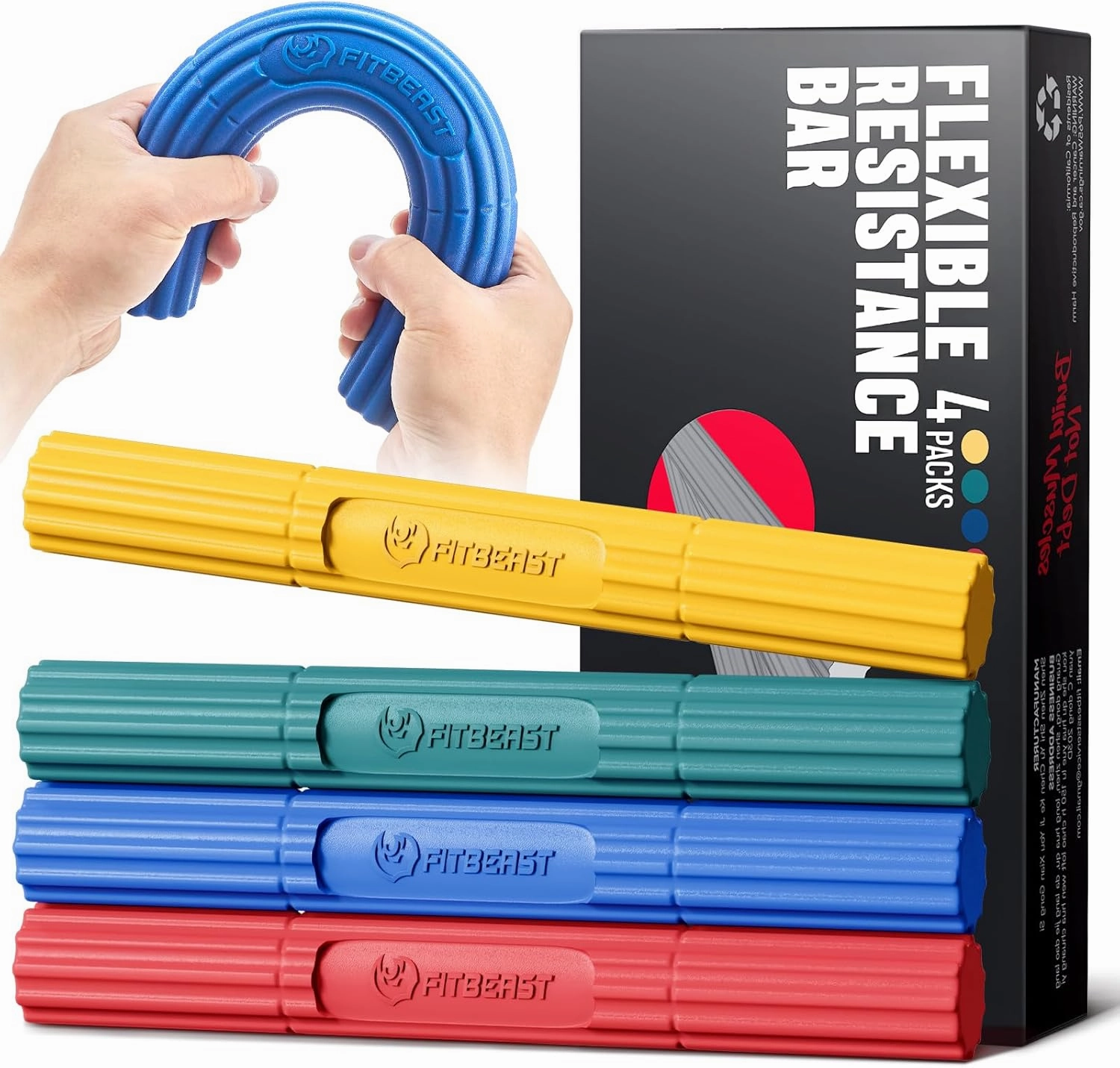 FitBeast Flex Therapy Bar, Tennis Elbow Therapy Bar - Ideal for Relieve Tendonitis Pain & Improve Grip Strength, Fitness Resistance Bar for Golfers Elbow & Tendinitis, Twist Bar for Physical Therapy