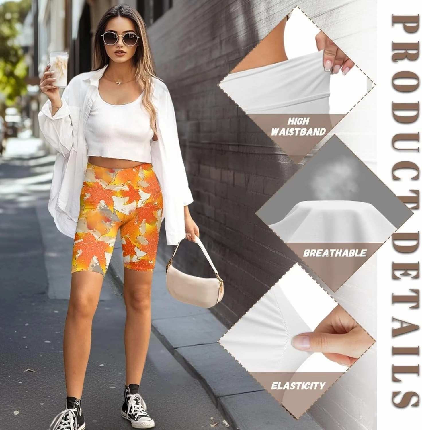 Flag Biker Shorts Women Forest Workout Gym Spandex Shorts Neon 8" High Waisted Tummy Control Spandex Workout Pants
