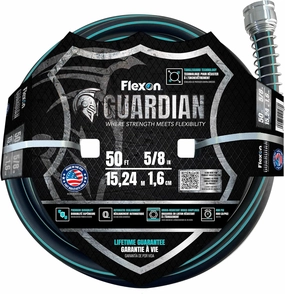 Flexon 5/8" x 50 ft. Guardian Heavy Duty Kink Resistant Garden Hose with TangleGuard Technology – Durable, Flexible, Tangle-Free Watering, Ideal for Lawn, Garden, and Outdoor Use