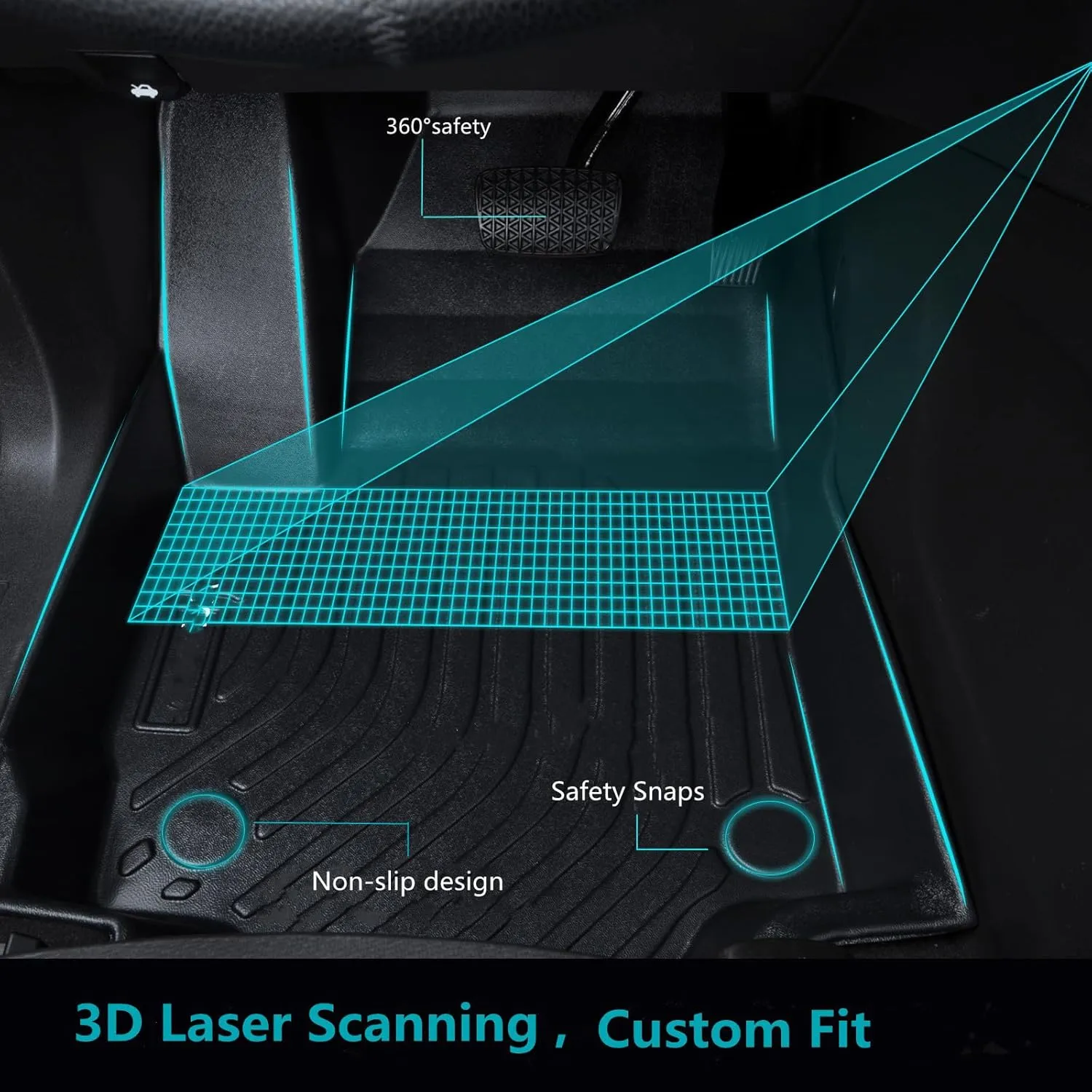 Floor Mats Accessoires 2 Row Liners Set & Cargo Liners Custom Fit for 2022 2023 2024 2025 Kia EV6 GT/GT-Line,All Weather Guard Heavy Duty TPE Winter Slush Car Mats & Rear Trunk Mats,Black