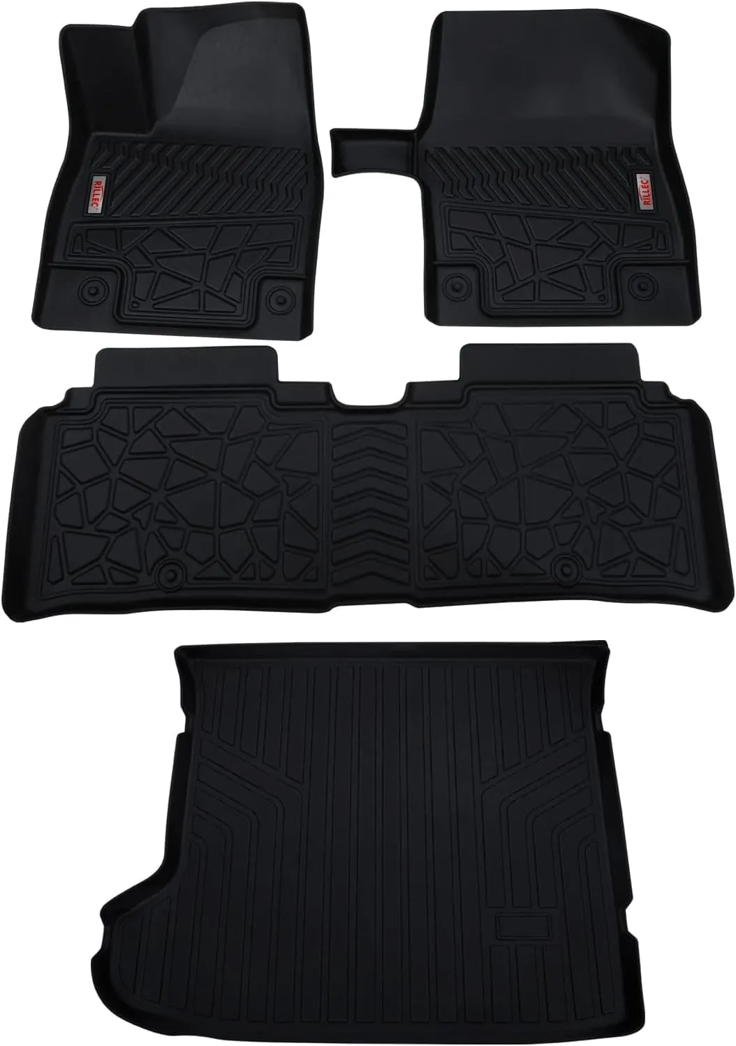 Floor Mats Accessoires 2 Row Liners Set & Cargo Liners Custom Fit for 2022 2023 2024 2025 Kia EV6 GT/GT-Line,All Weather Guard Heavy Duty TPE Winter Slush Car Mats & Rear Trunk Mats,Black
