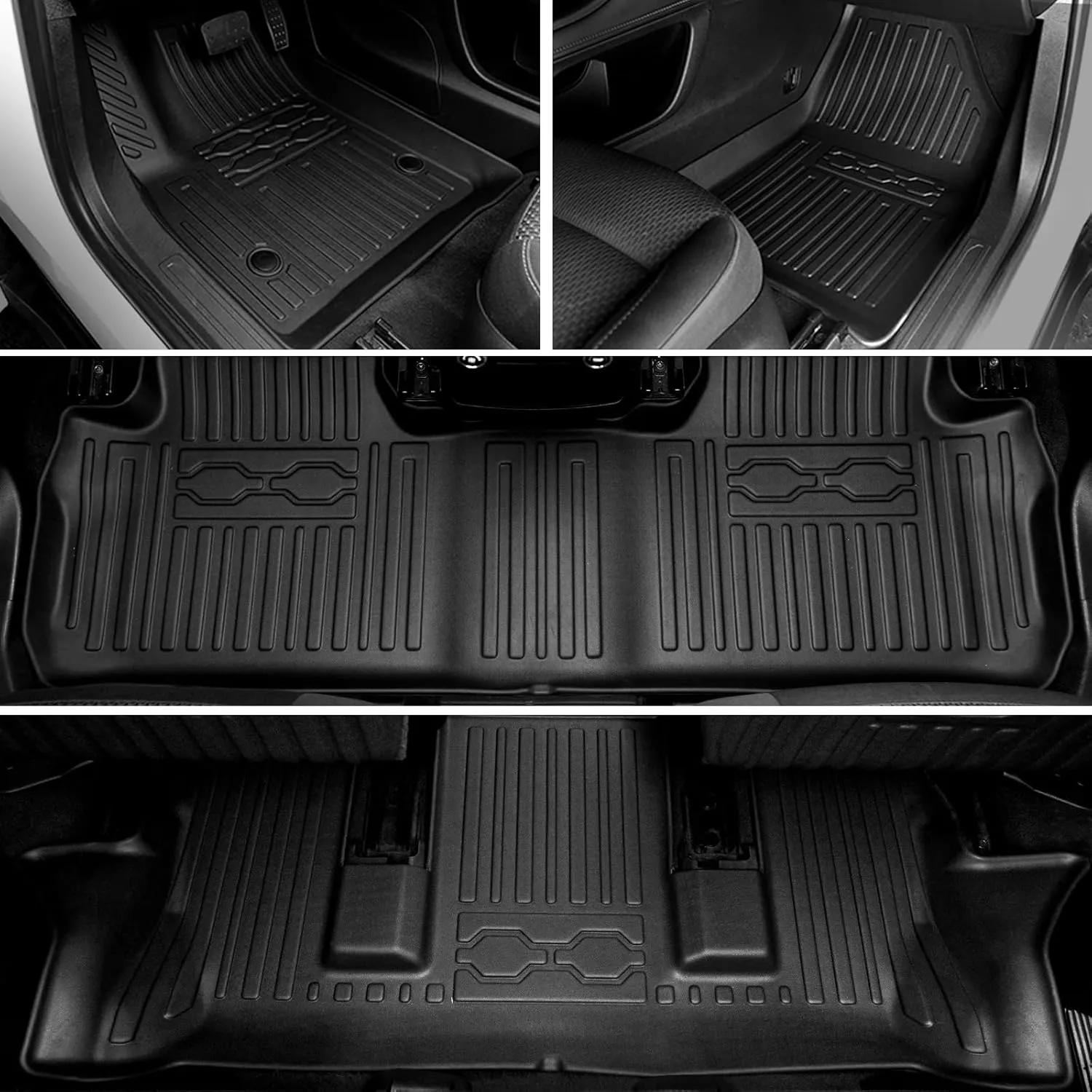 Floor Mats for 2017-2023 GMC Acadia 6 Passenger Captain Chairs-All Weather Cargo Mat with Backrest Mat for 2023 GMC Acadia Denali Accessories