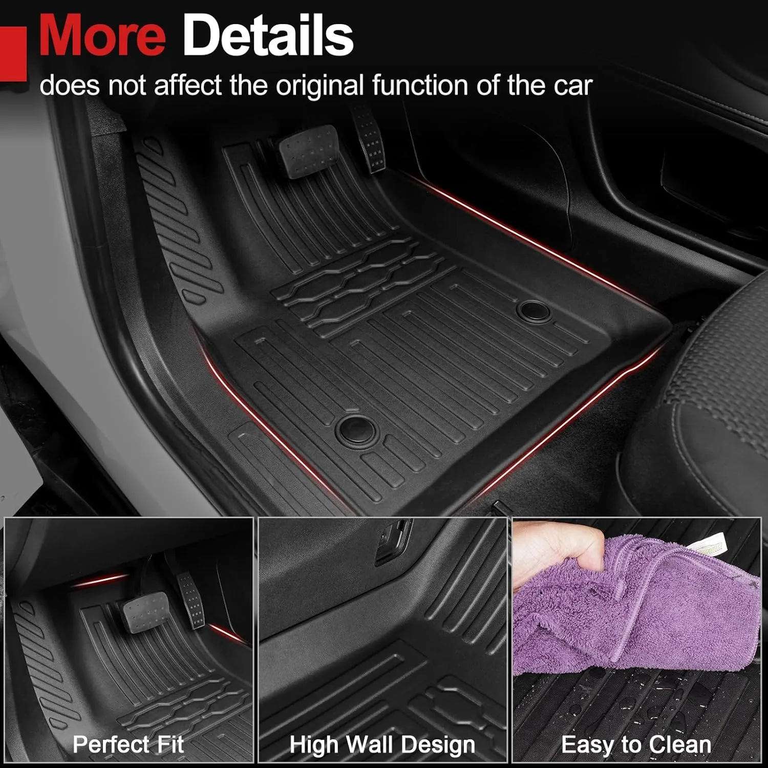 Floor Mats for 2017-2023 GMC Acadia 6 Passenger Captain Chairs-All Weather Cargo Mat with Backrest Mat for 2023 GMC Acadia Denali Accessories