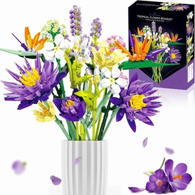 Flower Bouquet Building Set - Creative Artificial Flower Toy for Home or Office Decor, Valentine's Day, Mother's Day, Christmas, Birthday Gift,Botanical Collection for Girls（890 Pcs