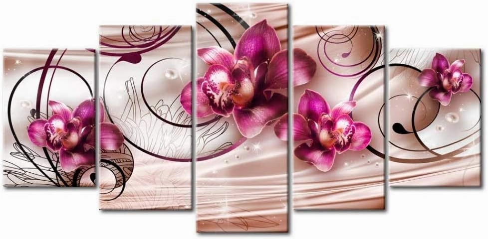Flower Floral Abstract Giclee Canvas Wall Art Print Picture Painting Home Bedroom Poster Artwork Decor (Overall 40''W x 20''H,C)