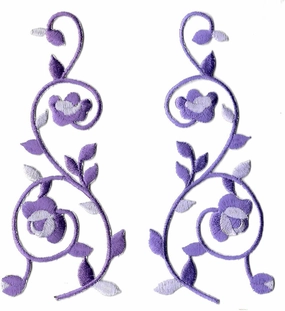 Flower Swirl Lavender Design Iron On Applique Patches - Set of 2 Embroidered Iron on Patch Sew On for Clothing Applique for Jackets, Hats, Backpacks Repair Patches for Craft