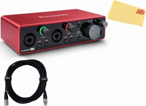 Focusrite Scarlett 2i2 3rd Gen 2-in, 2-out USB Audio Interface Bundle with XLR Cable and Austin Bazaar Polishing Cloth