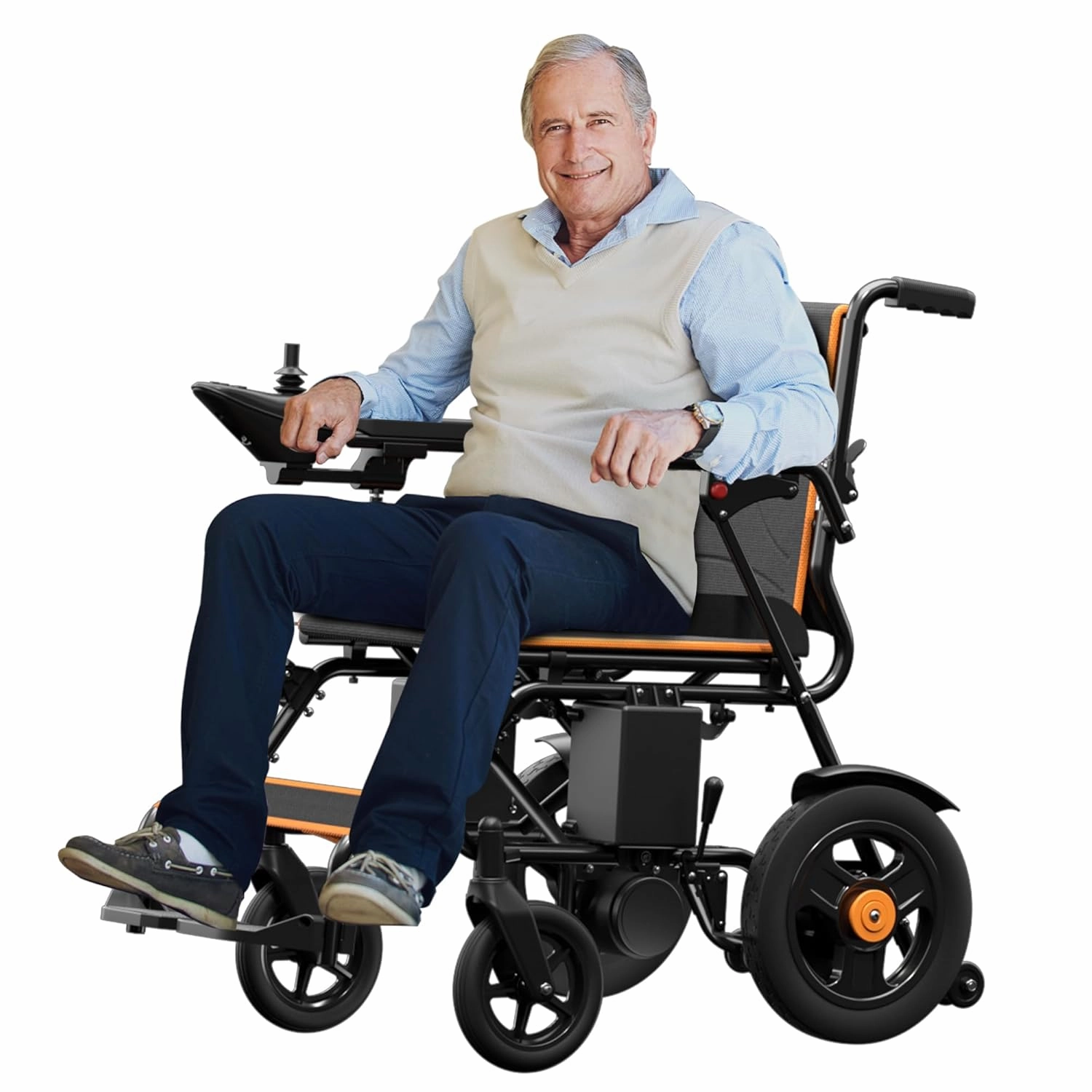 Foldable Electric Wheelchair for Adults, 15 Miles Long Travel Range, All Terrain Motorized Wheelchair for Seniors Portable