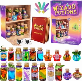 FOMOMDI DIY Wizard Potions Kit for Kids, Magic Mix 20 Bottles Fairy Magic Potions, Valentine’s Day Birthday Art Craft Gift for Girls Kids Ages 6 7 8 9 10
