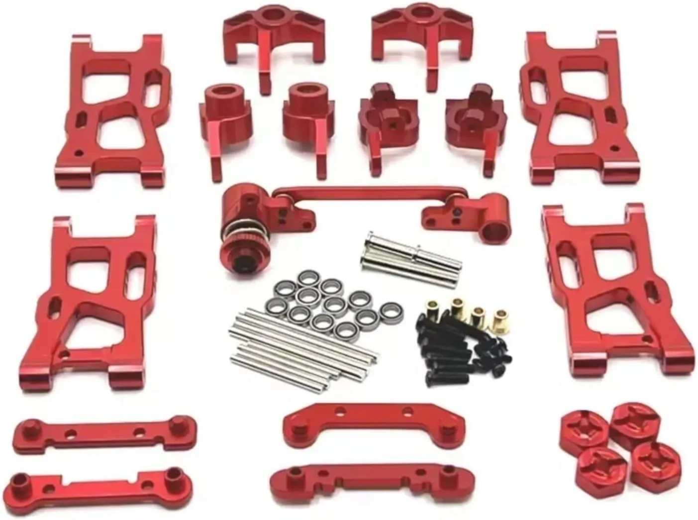 for WLtoys 124007 124017 124019 144001 144002 for RIaarIo XDKJ-001 006 AM-X12 RC Car Parts Metal Upgrade and Modification Accessories RC Car Repair Kit(Red)