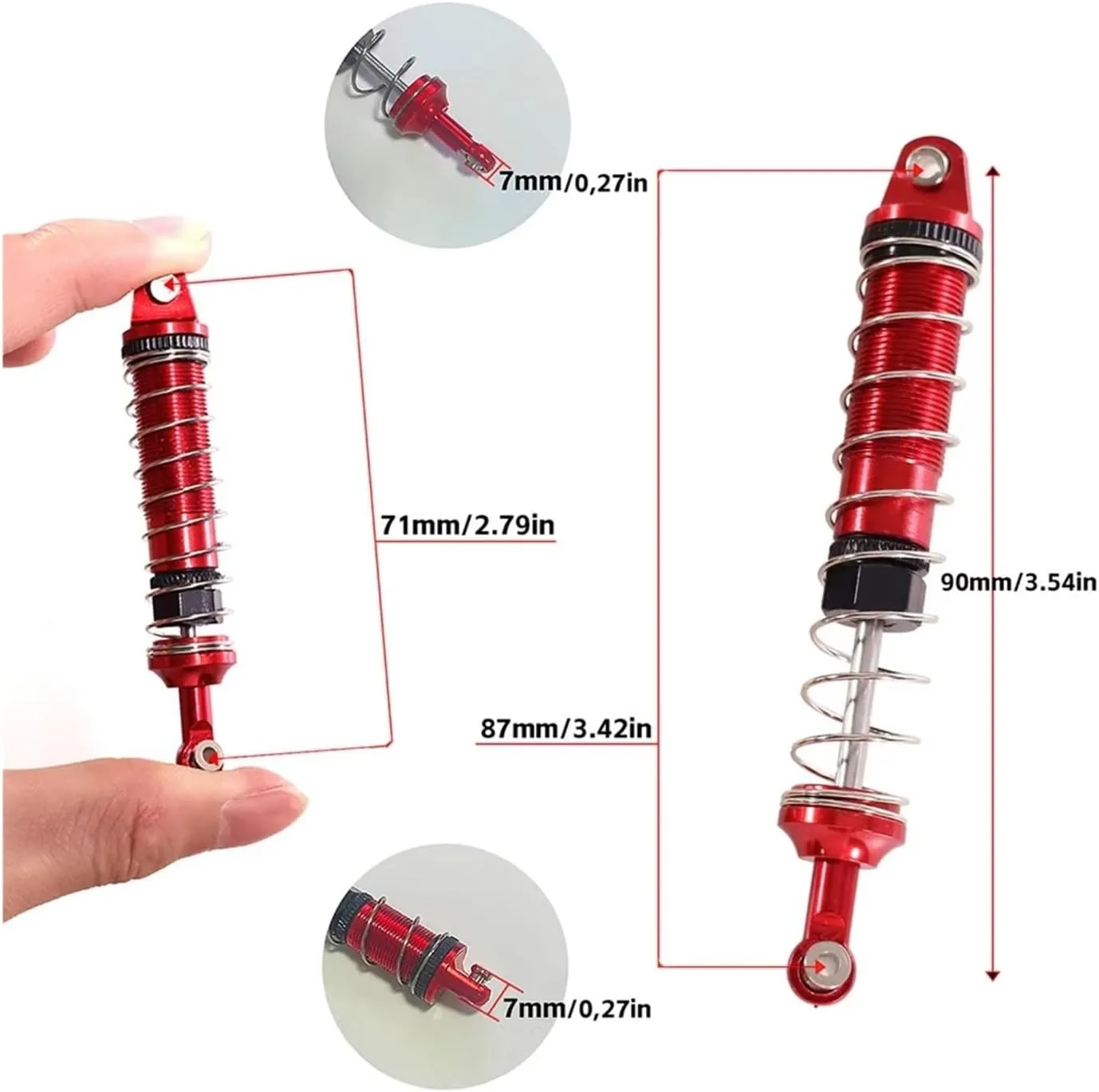 for Wltoys 12428 12423 12427 12429 FY-03 1/12 4pcs Metal Oil Shock Absorber Damper RC Car Upgrade Parts Accessories Replacement Use RC Car DIY Parts(Red)