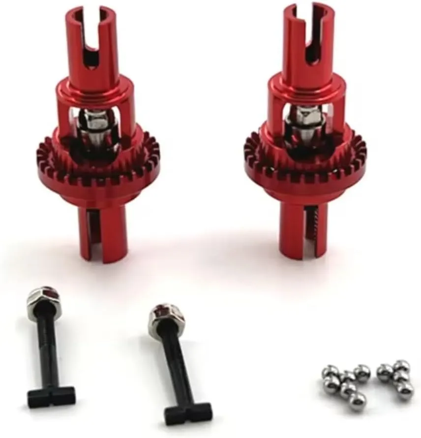 for Wltoys 284161 284010 284131 K989 K979 K969 P929 P939 1/28 2pcs Metal Differential RC Car Upgrade Parts RC Car DIY Parts(Red)
