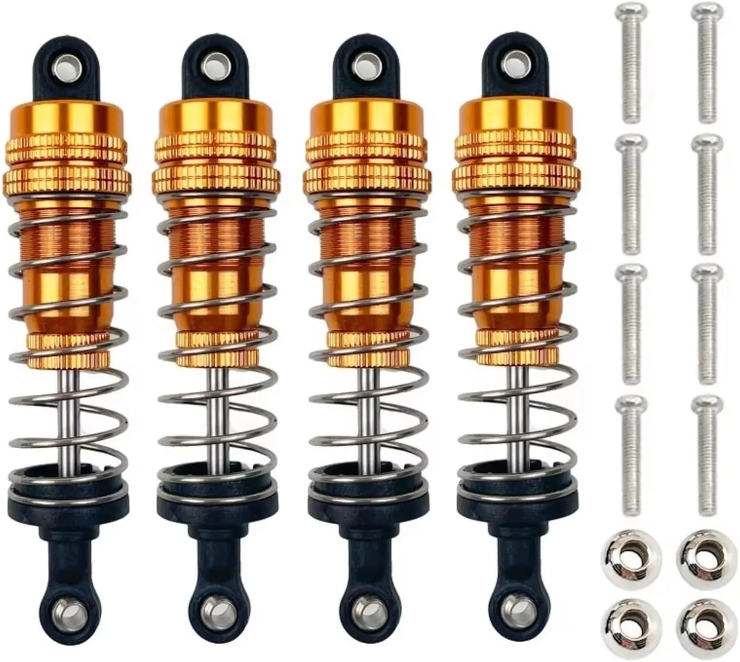 for WLtoys for 144001 144002 144010 124007 124008 124016 124017 124018 1240190 4pcs Metal Oil Shock Absorber Damper RC Car Upgrade Parts RC Repair Parts(Yellow)