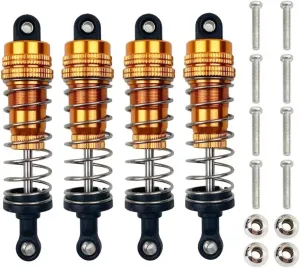 for WLtoys for 144001 144002 144010 124007 124008 124016 124017 124018 1240190 4pcs Metal Oil Shock Absorber Damper RC Car Upgrade Parts RC Repair Parts(Yellow)