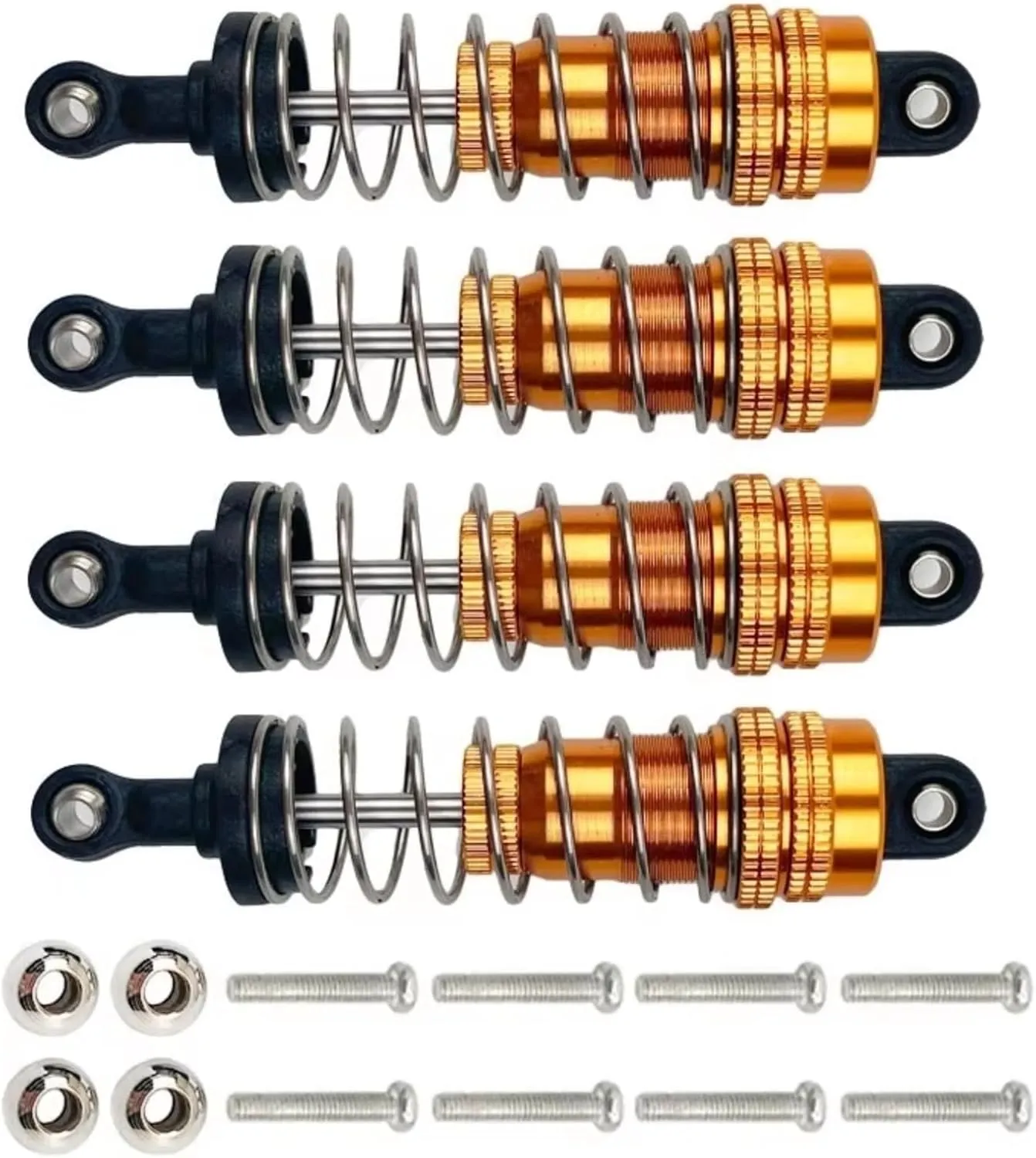 for WLtoys for 144001 144002 144010 124007 124008 124016 124017 124018 1240190 4pcs Metal Oil Shock Absorber Damper RC Car Upgrade Parts RC Repair Parts(Yellow)