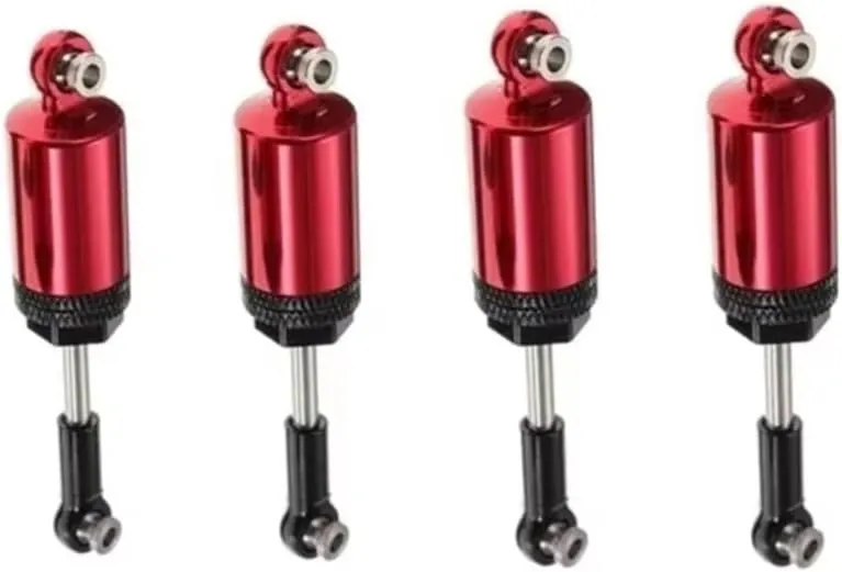 for WPL for Henglong C-14 C-24 1:16 4Pcs Alloy Shock Absorber Rc for Pickup Crawler Truck RC Car Spare Parts Upgrade Replacement Use RC Car DIY Parts(Red)