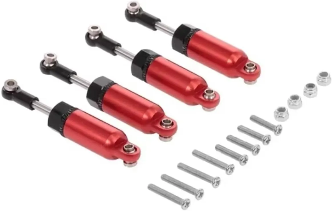 for WPL for Henglong C-14 C-24 1:16 4Pcs Alloy Shock Absorber Rc for Pickup Crawler Truck RC Car Spare Parts Upgrade Replacement Use RC Car DIY Parts(Red)