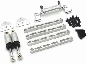 for Mn82 LC79 for Mn78 1/12 Metal for Chassis Link Rod Pull Rod Servo Mount Oil Shock Absorber Set RC Car Upgrade Parts Accessories Replacement RC Car DIY Parts(Silver)