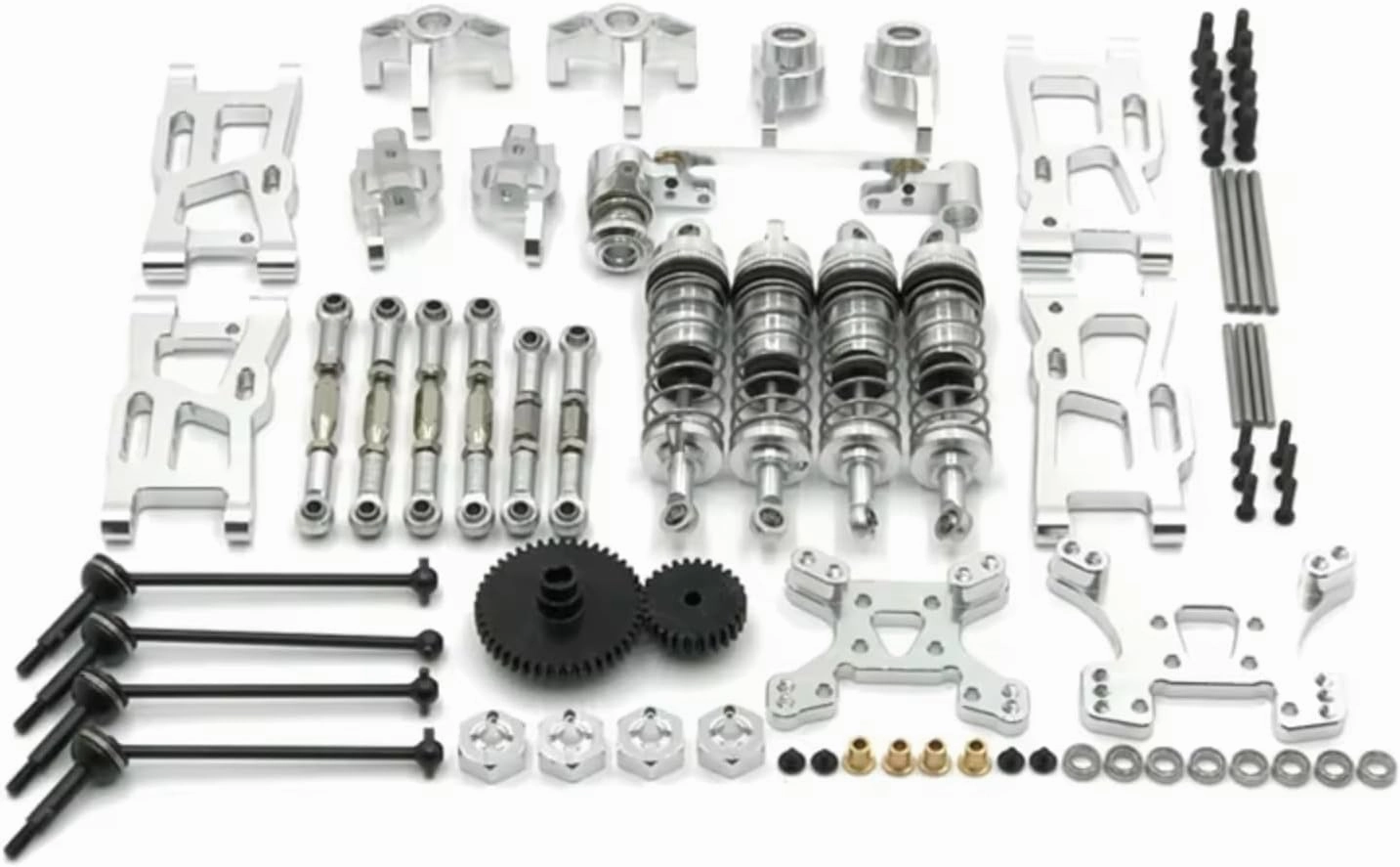 for Wltoys 144001 144002 144010 124017 124019 Metal Upgrades Parts Modification Kits for Swing Arm Shock Absorber Set RC Car Accessories RC Car DIY Parts(White)