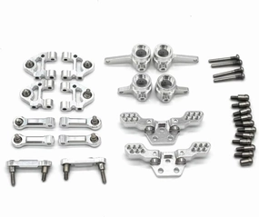 for WLtoys 284131 284010 284161 K989 K969 1/28 RC Remote Control Car Metal PO Parts Vulnerable Six Piece Set RC Car DIY Parts(Silver)