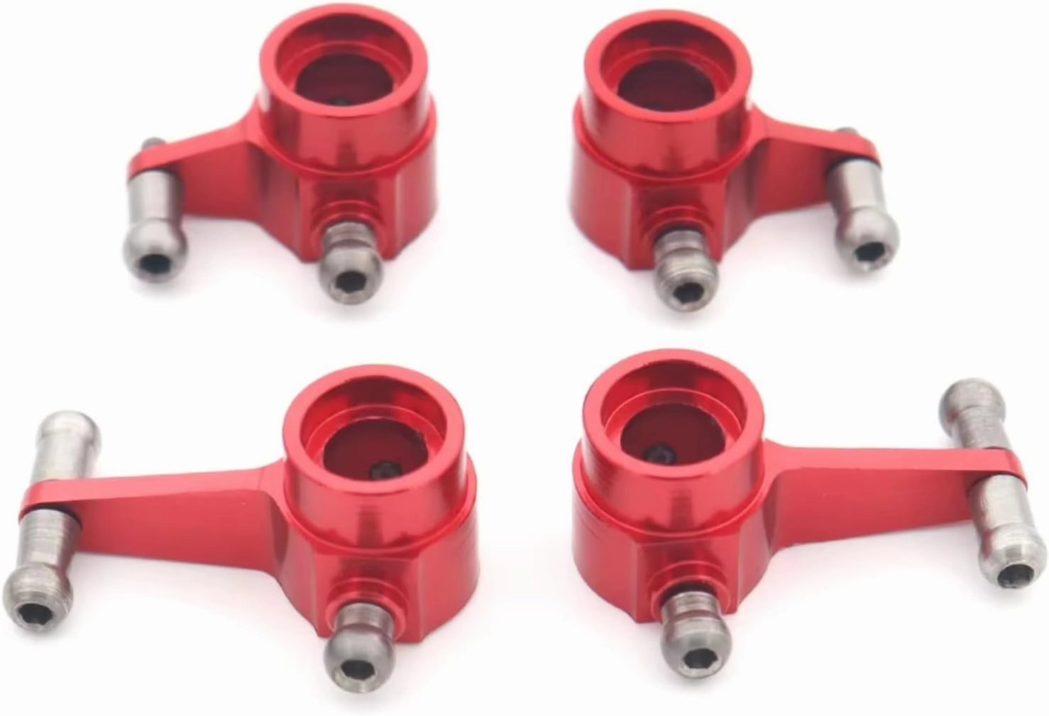 for Wltoys 284131 K969 K979 K989 K999 P929 P939 1/28 4Pcs Metal Front & Rear Steering Cup RC Car Upgrade Parts RC Car DIY Parts(Red)