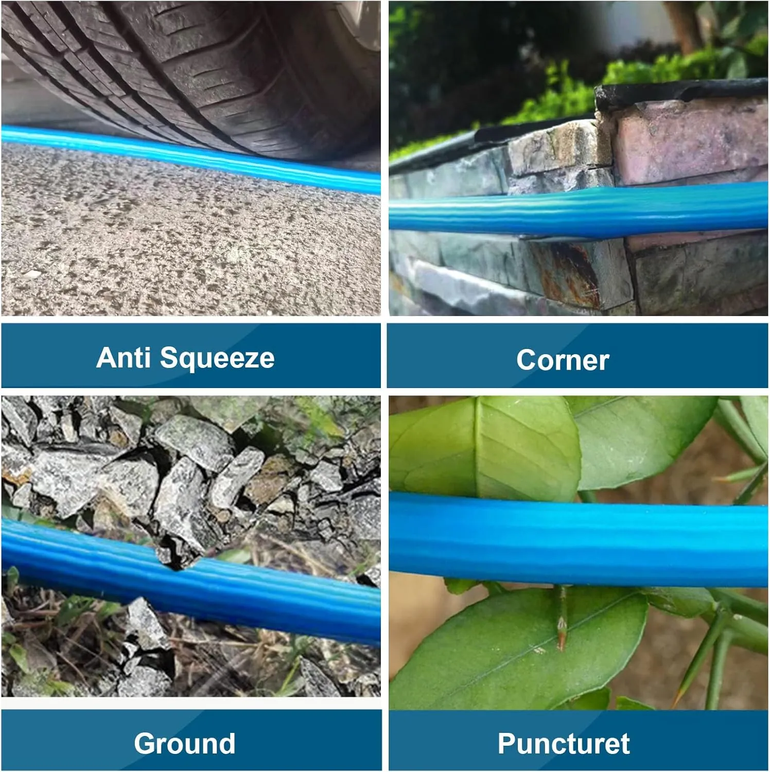 Garden Hose 100ft – Lightweight, Kink-Free & Leak-Proof Water Hose with 10-Function Spray Nozzle and 3/4" Solid Brass Fittings – Flexible Outdoor Hose for Yard, Garden, Lawn & Car Wash (Blue)