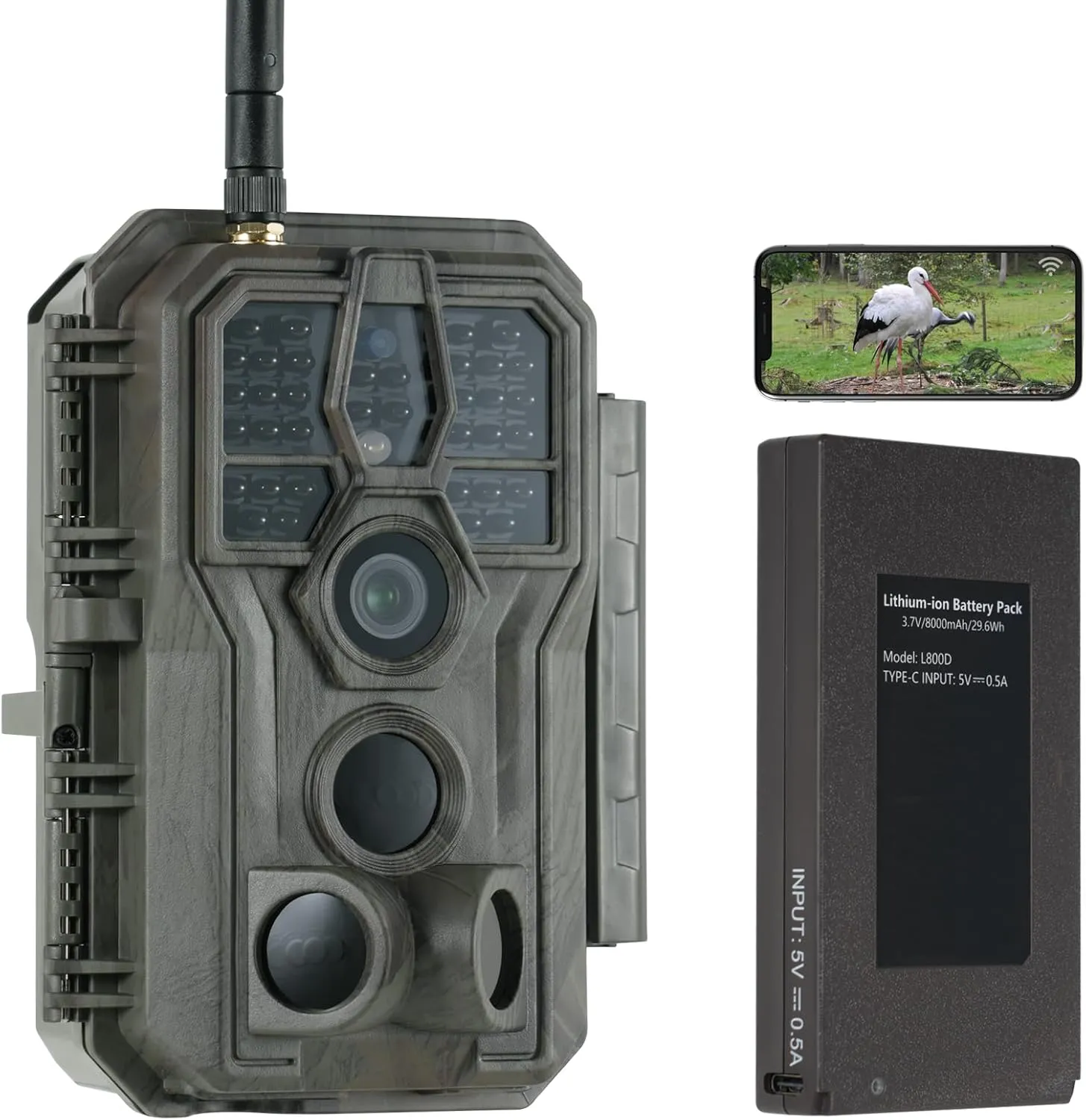 GardePro E8P Trail Camera WiFi Bluetooth, Game Cameras with 8000mAh Rechargeable Battery Pack, 100ft Night Vision Motion Activated