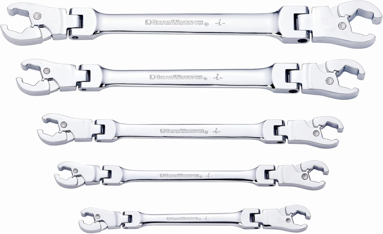 GEARWRENCH 5 Pc. Ratcheting Flex Head Flare Nut Wrench Set, SAE - 89100