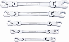 GEARWRENCH 5 Pc. Ratcheting Flex Head Flare Nut Wrench Set, SAE - 89100