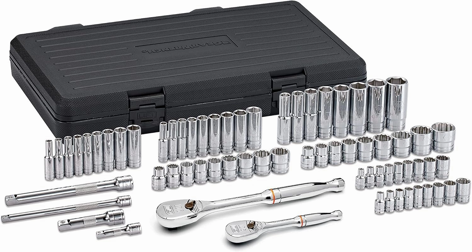 GEARWRENCH 68 Pc. 1/4" & 3/8" Drive Mechanics Tool Set, 6 & 12 Pt., Standard & Deep, SAE/Metric - 83000