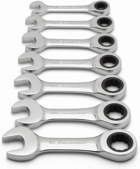 GEARWRENCH 7 Pc. 12 Pt. Stubby Ratcheting Combination Wrench Set, SAE - 9507D