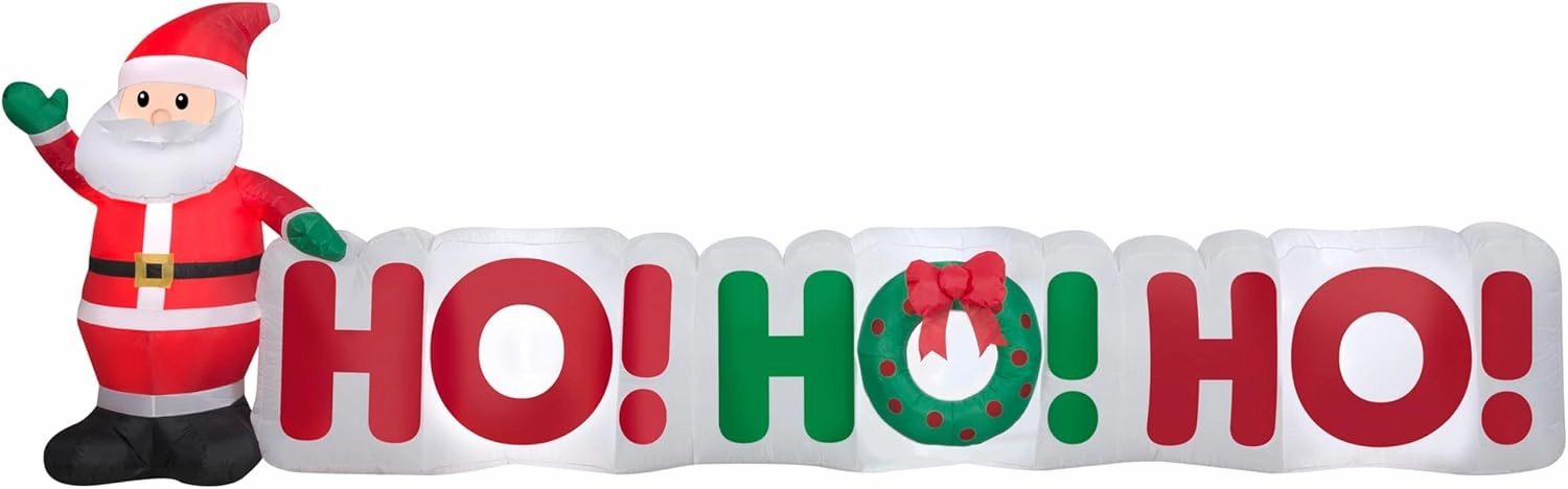 Gemmy Christmas Inflatable Ho! Sign, 3.5 ft Tall, Multi