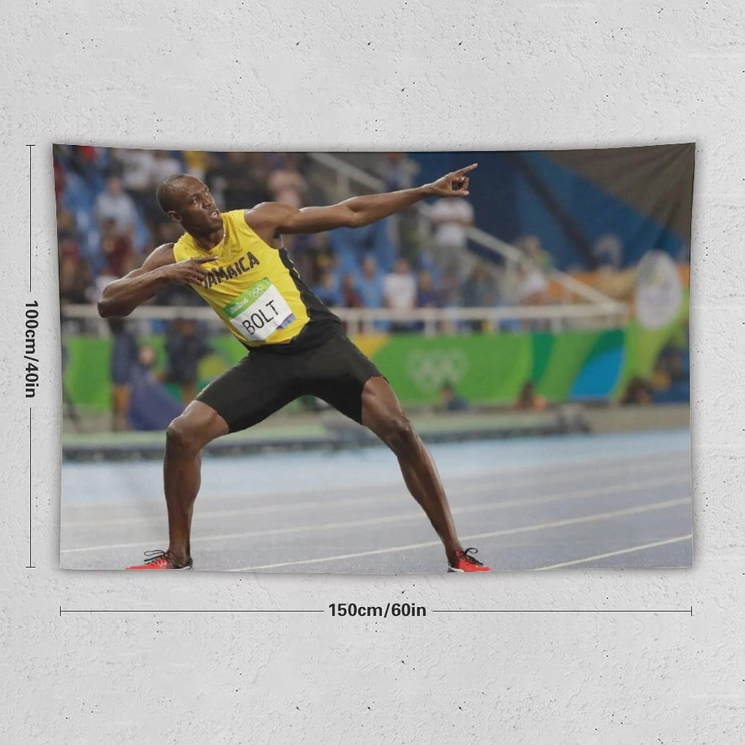 generic Usain Bolt Race Sprint World Record Sportsman (15) Tapestry Decorative Painting Wall Art Living Room Tapestries Bedroom Prints 40""x60"", white