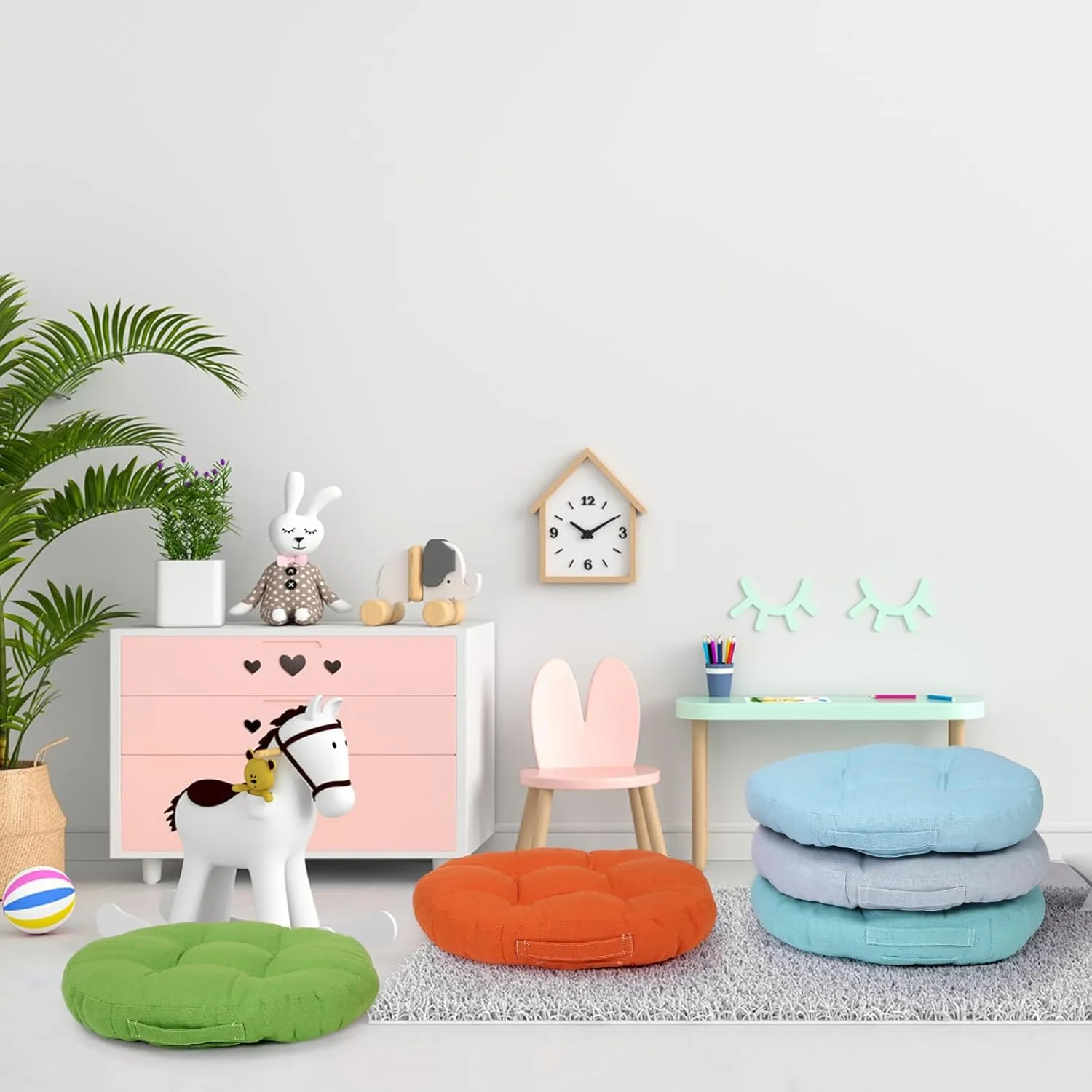 Gerrii 12 Pieces Classroom Floor Cushions with Handles Flexible Floor Seating Cushions Pillows School Chairs in Home School Classroom Kindergarten Daycare Nursery(Fresh Color,Round)