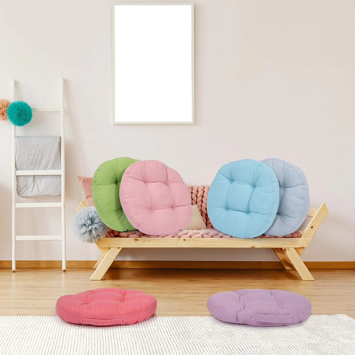 Gerrii 12 Pieces Classroom Floor Cushions with Handles Flexible Floor Seating Cushions Pillows School Chairs in Home School Classroom Kindergarten Daycare Nursery(Fresh Color,Round)