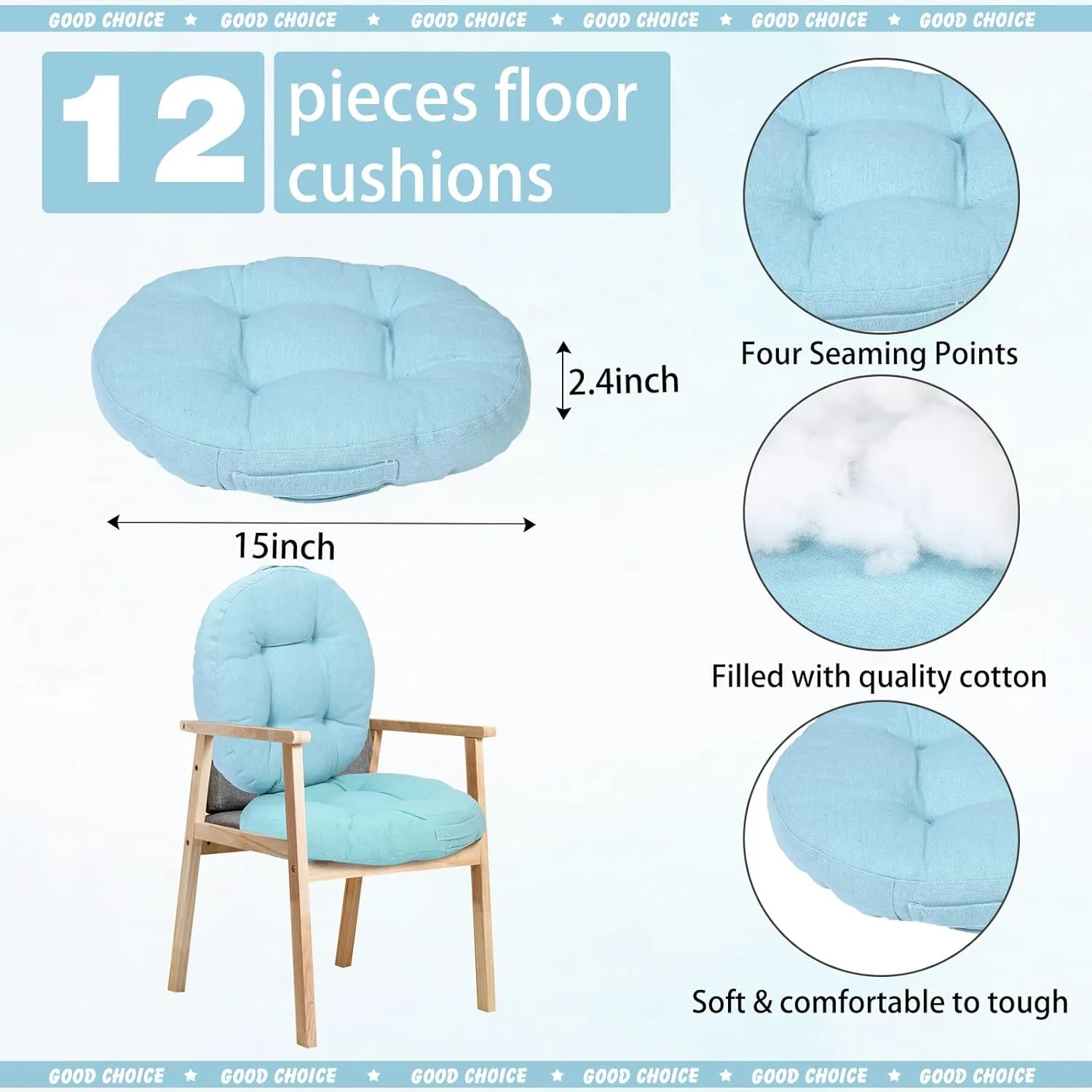 Gerrii 12 Pieces Classroom Floor Cushions with Handles Flexible Floor Seating Cushions Pillows School Chairs in Home School Classroom Kindergarten Daycare Nursery(Fresh Color,Round)