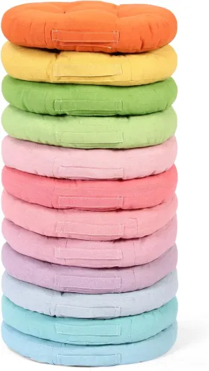 Gerrii 12 Pieces Classroom Floor Cushions with Handles Flexible Floor Seating Cushions Pillows School Chairs in Home School Classroom Kindergarten Daycare Nursery(Fresh Color,Round)