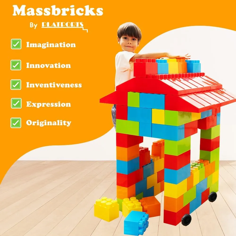 Giant Plastic Blocks Jumbo, Big Blocks, Jumbo Blocks, Big Building Blocks Jumbo, Giant Blocks, Huge Blocks, Jumbo Building Blocks, 86 Pieces Large Blocks for Kids Ages 1 to 8 86 pcs blocks with wheels