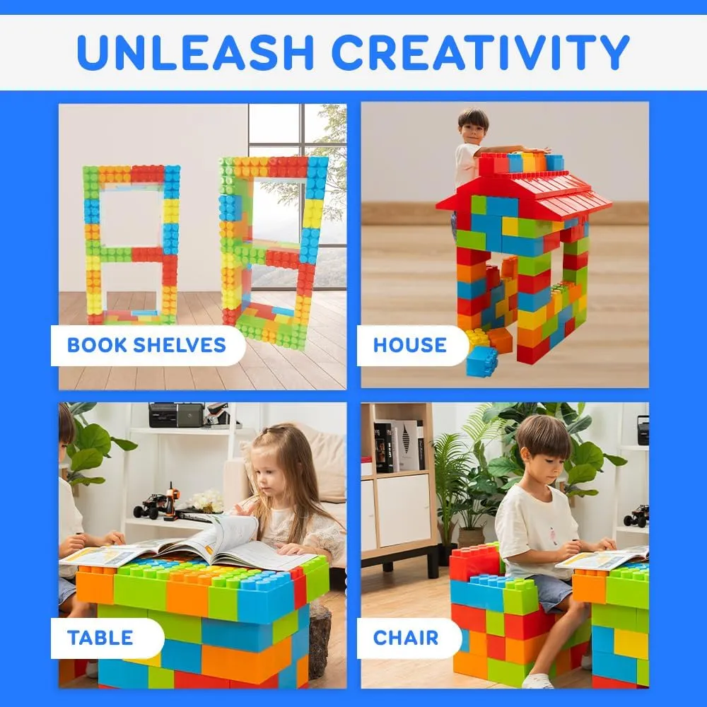 Giant Plastic Blocks Jumbo, Big Blocks, Jumbo Blocks, Big Building Blocks Jumbo, Giant Blocks, Huge Blocks, Jumbo Building Blocks, 86 Pieces Large Blocks for Kids Ages 1 to 8 86 pcs blocks with wheels