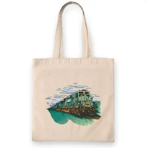 Gift Ideas for Railway Enthusiasts Locomotive Train Railroad Engine Railway Station Natural White Multicolor Canvas Tote Bag