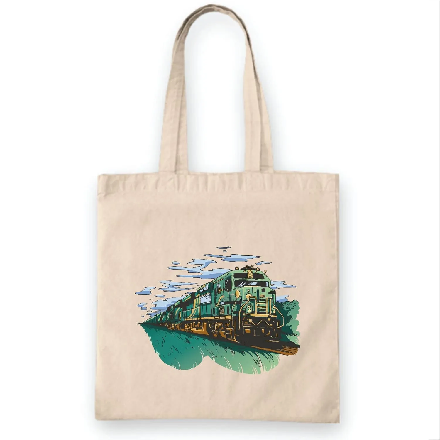 Gift Ideas for Railway Enthusiasts Locomotive Train Railroad Engine Railway Station Natural White Multicolor Canvas Tote Bag