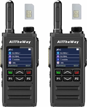Global Walkie Talkie Unlimited Range Nationwide PTT Radios Long Range 4G& WiFi Supoort Two Way Radio with Flashlight for Logistics, Security Team and Family(2pcswithSIM)