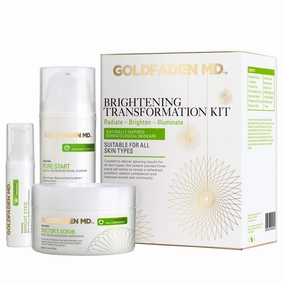 GOLDFADEN MD Brightening Transformation Kit | Advanced Skin Care Regime For Face | Includes Doctors Scrub Microdermabrasion Exfoliator, Pure Start Cleanser & Bright Eyes Eye Cream | 3 Pc Set