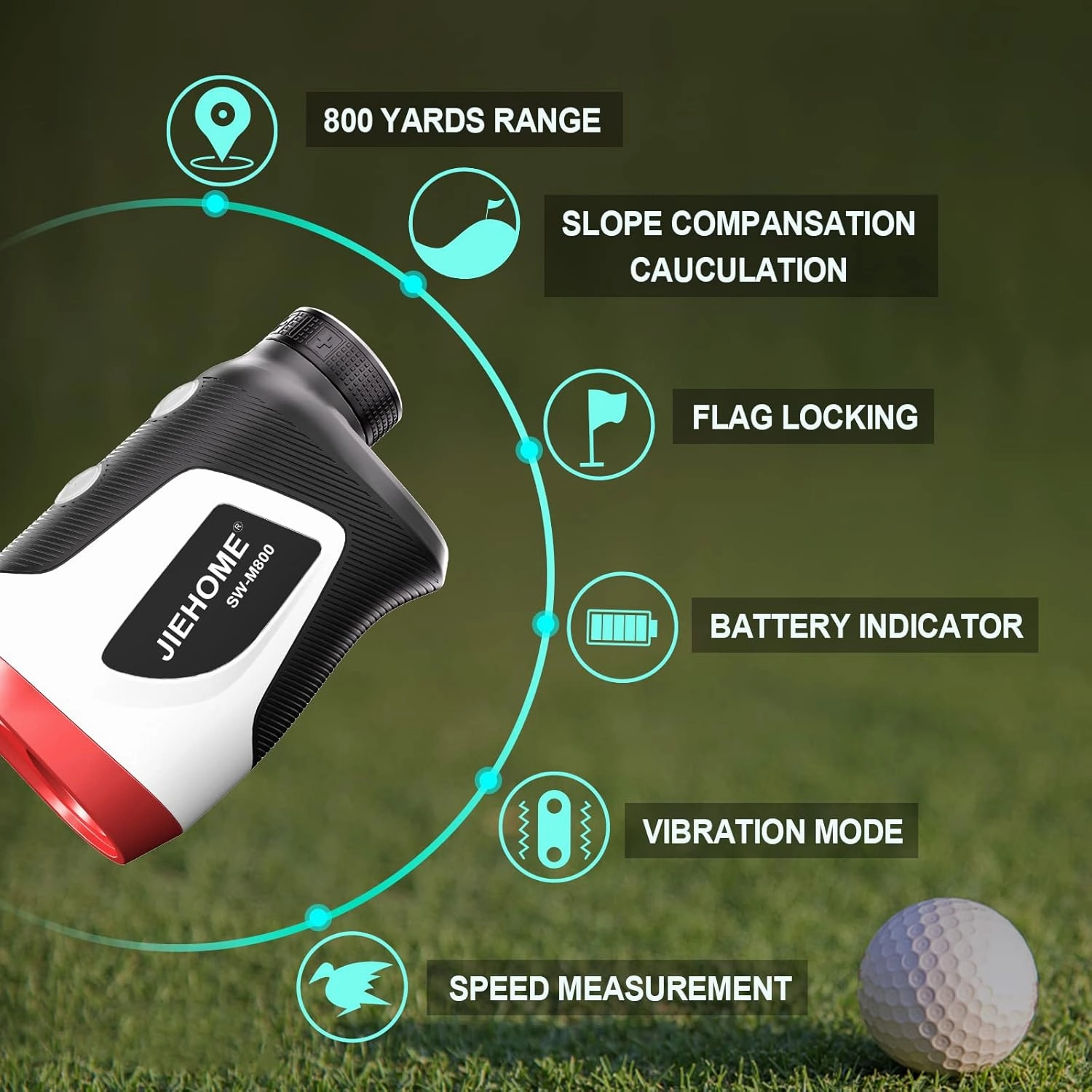Golf Rangefinder 6X Golf Range Finder with Slope Flag-Lock Pin Sensor Vibration Continuous Scan Rechargeable - Tournament Legal Golf Laser Rangefinders