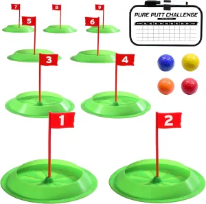 GoSports Pure Putt Challenge Mini Golf Game - Build Your Own Course at Home, the Office or On the Green - Includes 9 Holes, 4 Balls, Dry-Erase Scorecard, Tote Bag & Rules