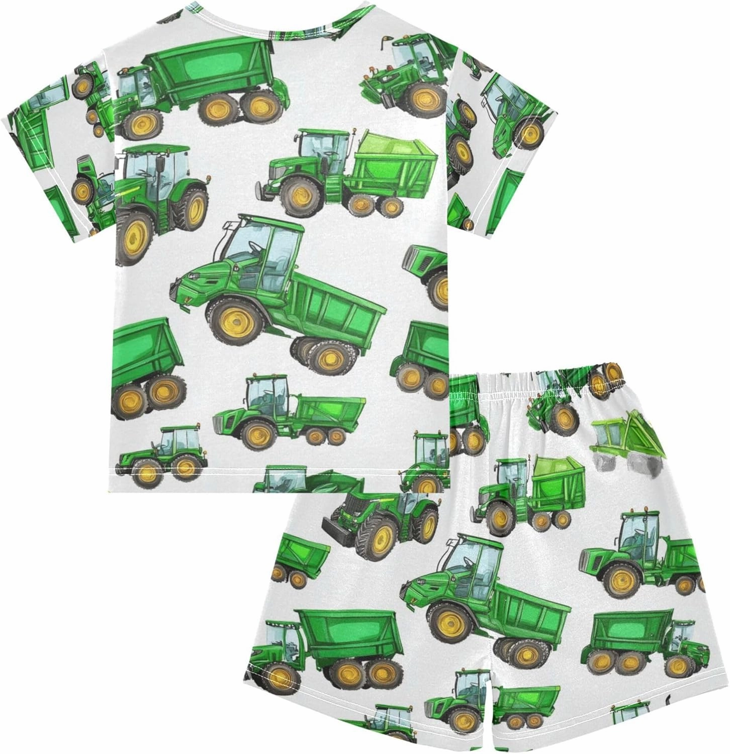 Green Garbage Truck Cars Summer Pajamas Short Set 2 Piece Sleepwear